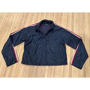 Tommy Hilfiger Womens L Blue Jacket Hooded Rain Windbreaker Full Zip Tommy Jeans